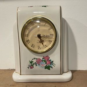 Vintage PS Limited Edition 1996 Quartz Ceramic Floral Clock~ works nicely!